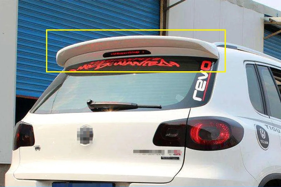SOBMART Custom Fiberglass Roof Spoiler For VW Tiguan 2007-2016 (Unpainted Black)